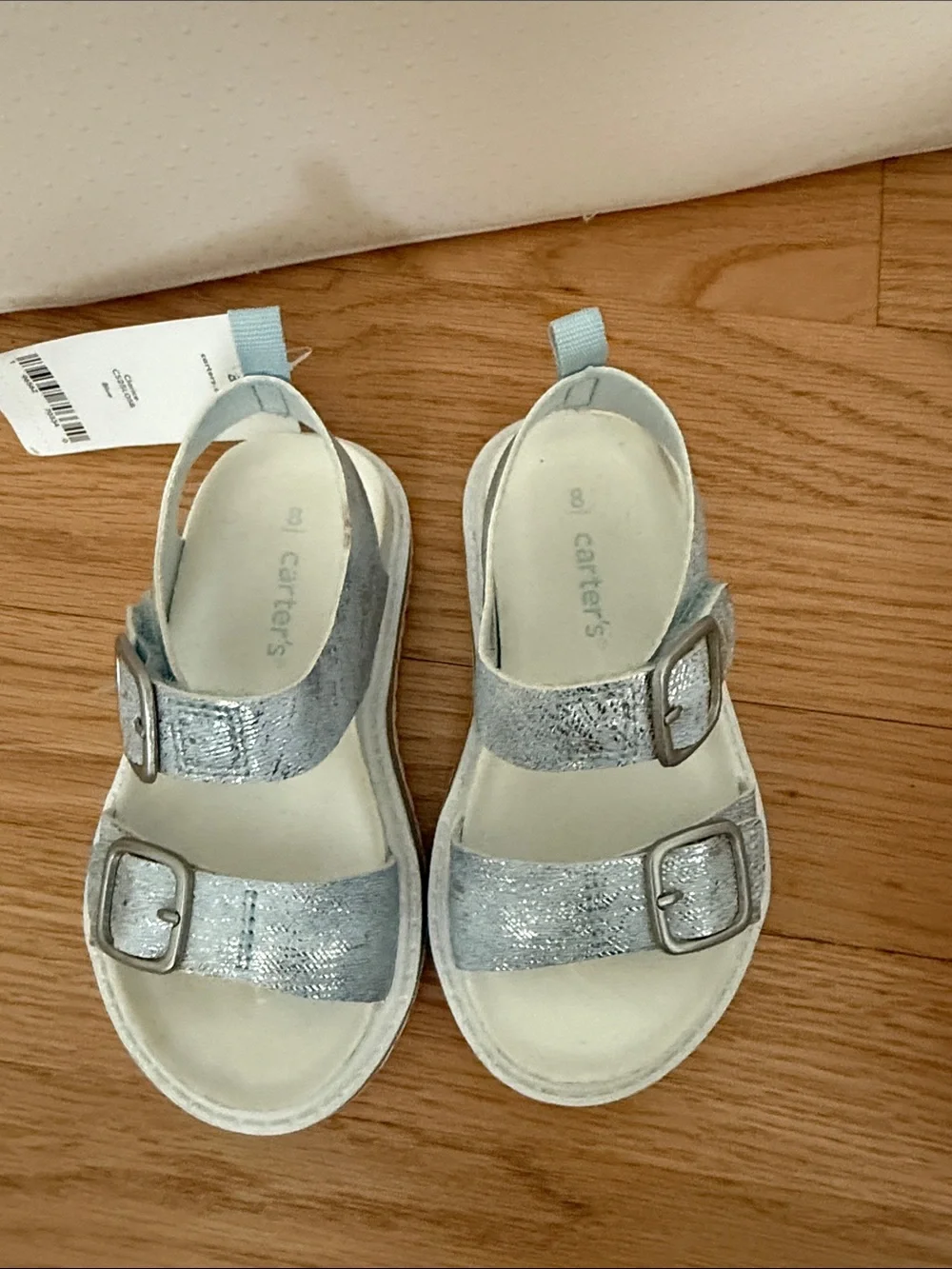 NWT Carter's Clarice Silver Glitter Double-Buckle Girls' Sandals